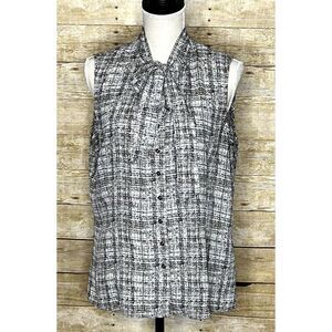 TAHARI SIZE LARGE MULTICOLOR SLEEVELESS BUTTON FRONT BUSINESS CASUAL CAREER TOP